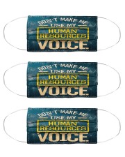 Human Resources dont make me use my voice mas- Cloth Face Mask - 3 Pack front
