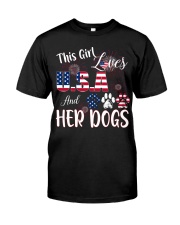 this girl loves usa and dogs Premium Fit Mens Tee tile