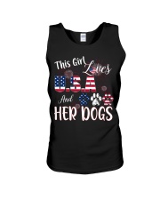this girl loves usa and dogs Unisex Tank tile