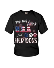 this girl loves usa and dogs Youth T-Shirt tile