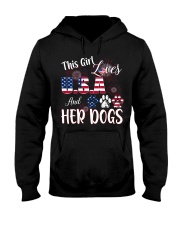 this girl loves usa and dogs Hooded Sweatshirt tile