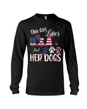 this girl loves usa and dogs Long Sleeve Tee tile