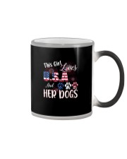 this girl loves usa and dogs Color Changing Mug tile