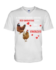 quarantined-alone-chickens V-Neck T-Shirt tile