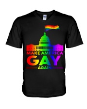 lgbt shirt make gay again V-Neck T-Shirt tile