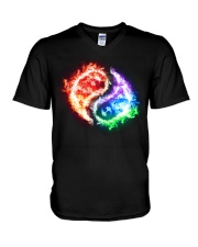 lgbt yin yang V-Neck T-Shirt tile