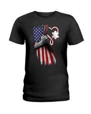 autism us flag Ladies T-Shirt tile