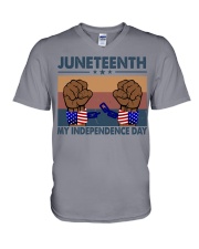 black people juneteenth V-Neck T-Shirt tile