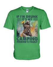 If I'm drunk it's my camping friend's fault V-Neck T-Shirt tile