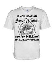 you hear an iowa woman V-Neck T-Shirt thumbnail