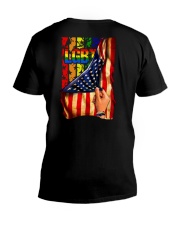 lgbt hand us flag V-Neck T-Shirt tile