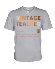 vintage teacher black V-Neck T-Shirt tile