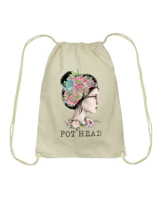 garden pot head girl Drawstring Bag tile