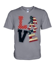 love us flag bigfoot V-Neck T-Shirt tile