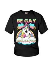 lgbt be gay hail satan Youth T-Shirt tile