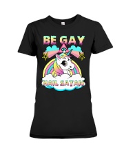 lgbt be gay hail satan Premium Fit Ladies Tee tile