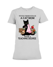 cat mom teacher never Premium Fit Ladies Tee tile