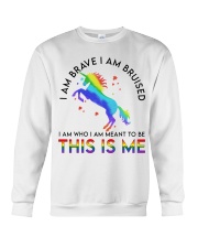 lgbt unicorn I am brave I am Crewneck Sweatshirt tile