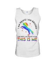 lgbt unicorn I am brave I am Unisex Tank tile