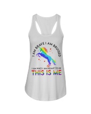 lgbt unicorn I am brave I am Ladies Flowy Tank tile