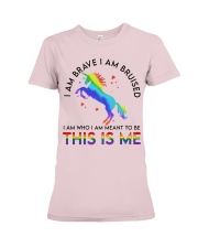 lgbt unicorn I am brave I am Premium Fit Ladies Tee tile