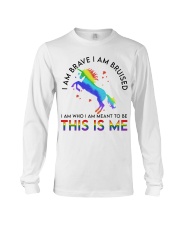 lgbt unicorn I am brave I am Long Sleeve Tee tile