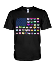 lgbt us flag genders V-Neck T-Shirt tile