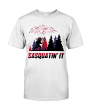 bigfoot sasquatin it american flag veteran Classic T-Shirt front