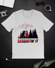 bigfoot sasquatin it american flag veteran Classic T-Shirt lifestyle-mens-crewneck-front-16