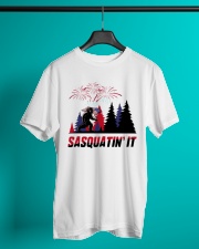 bigfoot sasquatin it american flag veteran Classic T-Shirt lifestyle-mens-crewneck-front-3