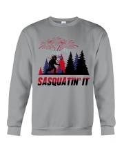 bigfoot sasquatin it american flag veteran Crewneck Sweatshirt tile