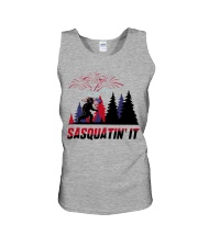 bigfoot sasquatin it american flag veteran Unisex Tank tile