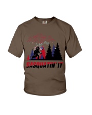 bigfoot sasquatin it american flag veteran Youth T-Shirt tile