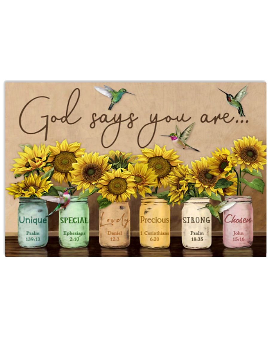 Sunflower - Hummingbirds - God Says 17x11 Poster