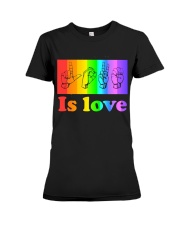 love is love sign language lgbt Premium Fit Ladies Tee tile