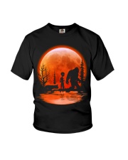 bigfoot alien dog red moon Youth T-Shirt tile