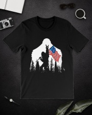 bigfoot rock n roll usa flag Classic T-Shirt lifestyle-mens-crewneck-front-16