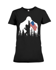 bigfoot rock n roll usa flag Premium Fit Ladies Tee tile