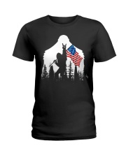bigfoot rock n roll usa flag Ladies T-Shirt tile