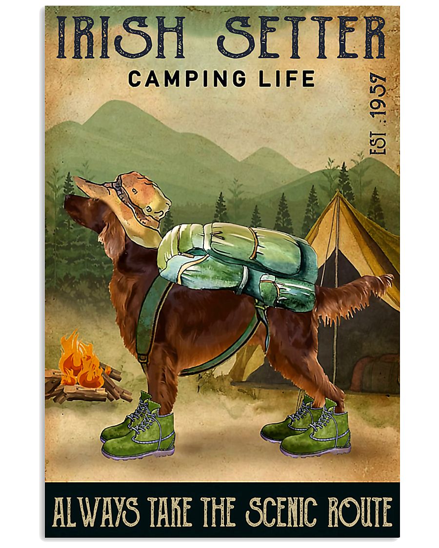 irish setter camping life 11x17 Poster