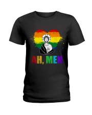ah men lgbt jesus Ladies T-Shirt tile