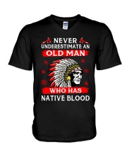 old man native american V-Neck T-Shirt tile