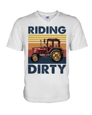farm riding dirty V-Neck T-Shirt tile