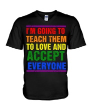 teacher lgbt teach them V-Neck T-Shirt tile