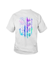 sign language neon us flag Youth T-Shirt tile