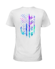 sign language neon us flag Ladies T-Shirt tile