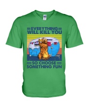 camping something fun V-Neck T-Shirt tile