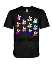 lgbt bee kind V-Neck T-Shirt tile