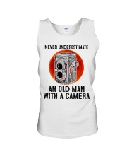 Photo never underestimate an old man Unisex Tank tile