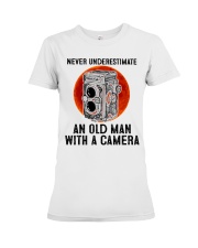 Photo never underestimate an old man Premium Fit Ladies Tee tile